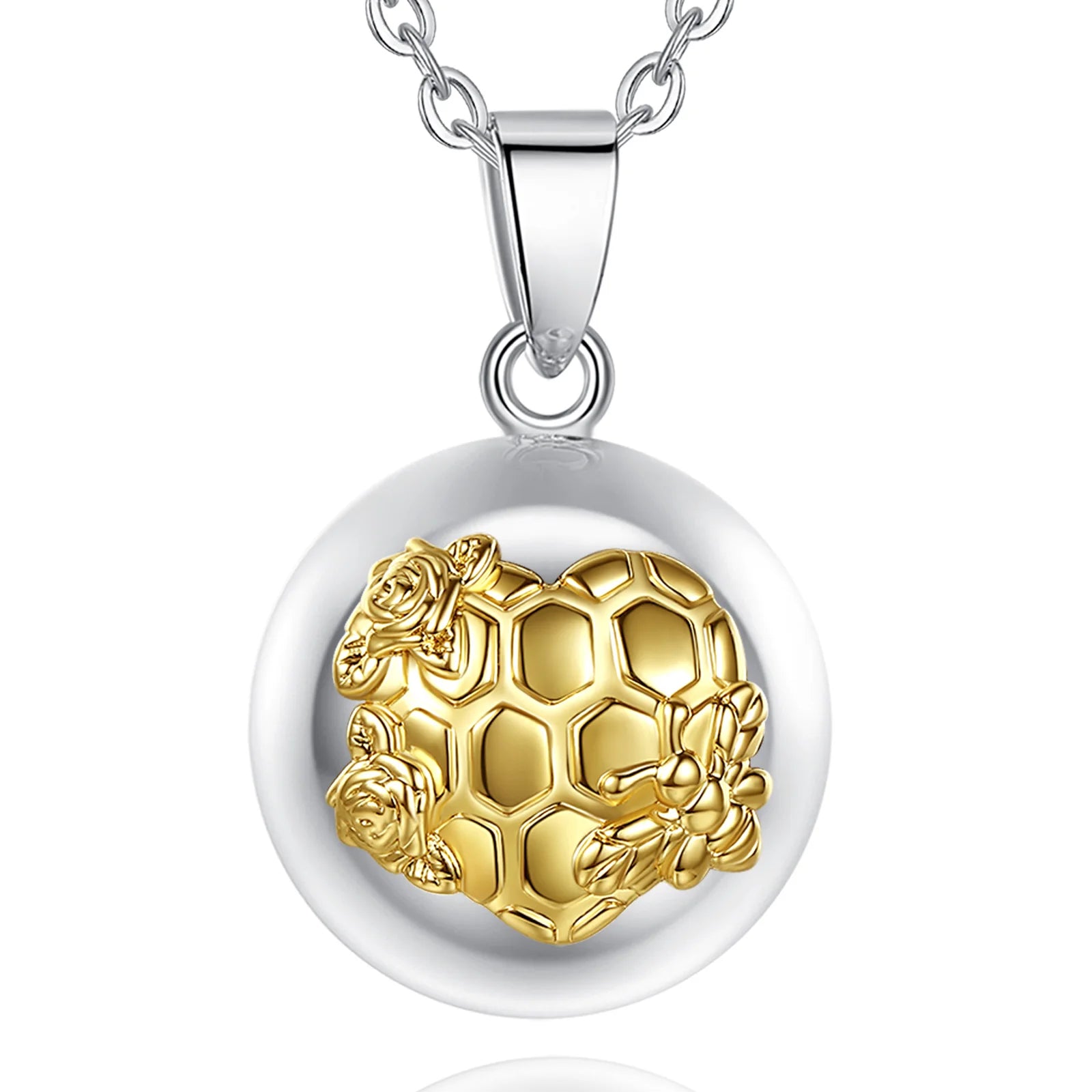 Merryshine Honeycomb Harmony Ball Pregnancy Angel Chime Caller Round Ball Necklace for Women