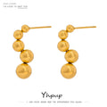 JINYOU 453 High Quality 18K Gold Plated Earrings Jewelry Stainless Steel Bead Stud Earrings