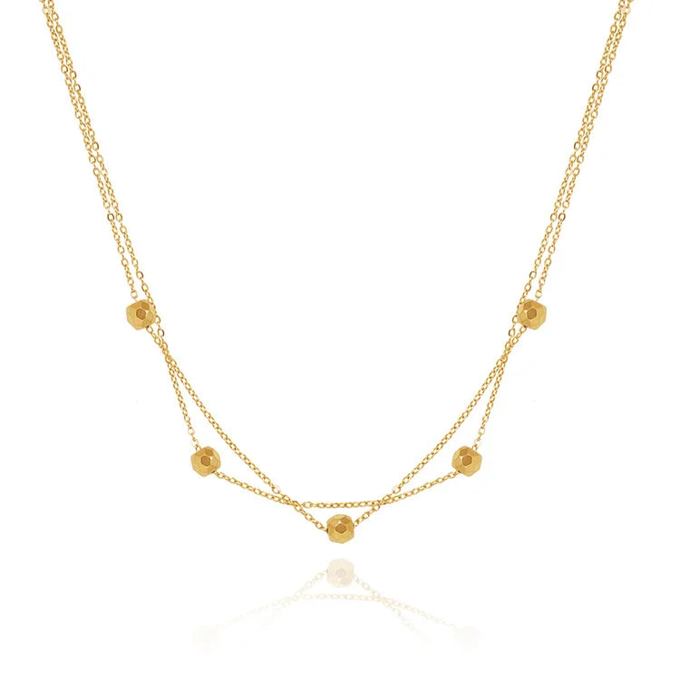 Fashion Fine Gold Bean Necklaces Jewelry Stainless Steel Beads Charms Necklaces