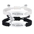 HOVANCI Handmade Braided Rope Couples Bracelets for Him and Her Long Distance Waxed String Bracelet for Couples