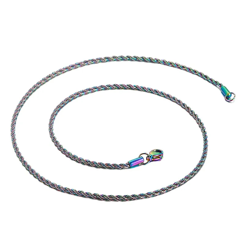 Factory Wholesale Custom Stainless Steel Rope Chain Necklace with AB Color for Fashion Accessories