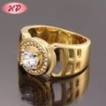 Hengdian Men's Trendy 18k Gold Plated Gemstone Ring for Wedding Party and Anniversary