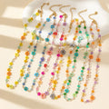 2025 Summer Stainless Steel Ins Style Colorful Daisy Floral Necklace Bracelet  Bohemia Handmade Beaded Jewelry for Women