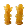 Natural Crystal Stone Carved Guardian Angel Figurine Healing Angel Statue Orange Calcite Angel