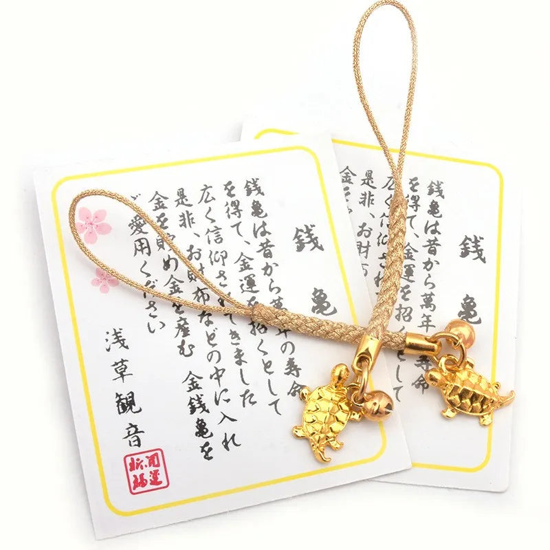 Japan Asakusa Temple Longevity Turtle Royal Guard Portable Pendant Gold Turtle Peace Symbol Bell Buckle 24K Gold Plated Amulet