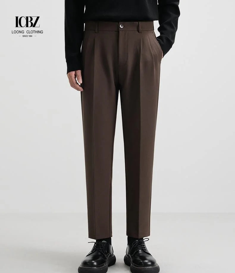 Men's Business Casual  Trousers Anti-Wrinkle Breathable Small Foot Design for Spring Festival Plus Size Available Suit Pants