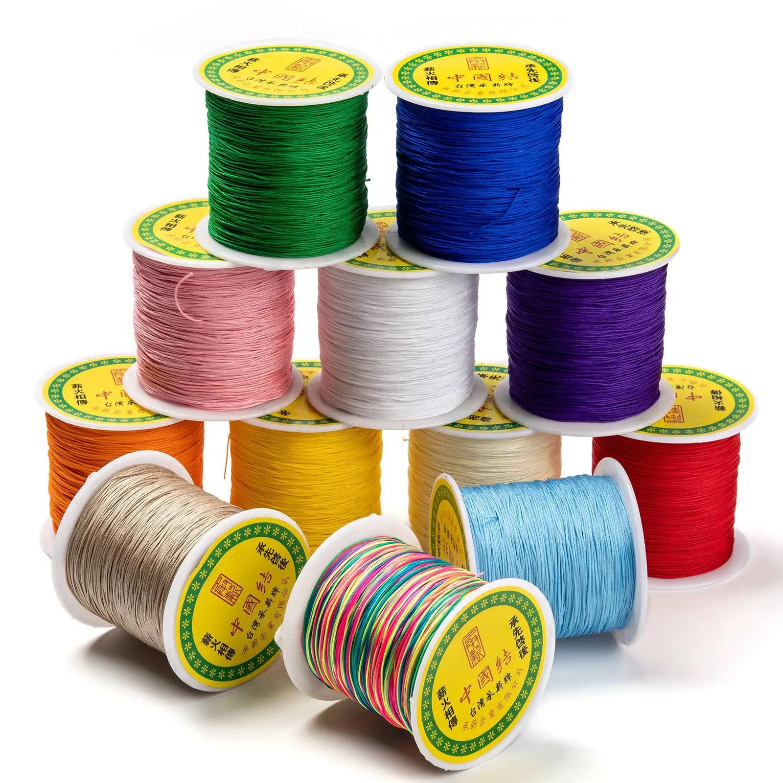 PandaHall 0.5mm & 0.8mm Chinese Knotting Beading Thread Braided Nylon Cord