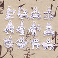 12 Types Charms Zodiac Virgo Aries Cancer Leo Libra Antique Silver Pendants Making Handmade Tibetan Silver Jewelry