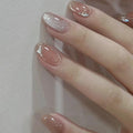 Dropshipping 24 Pcs French Style Romantic Art Acrylic Press on Nails Artificial Fingernails False Nails Dating  Party GN003