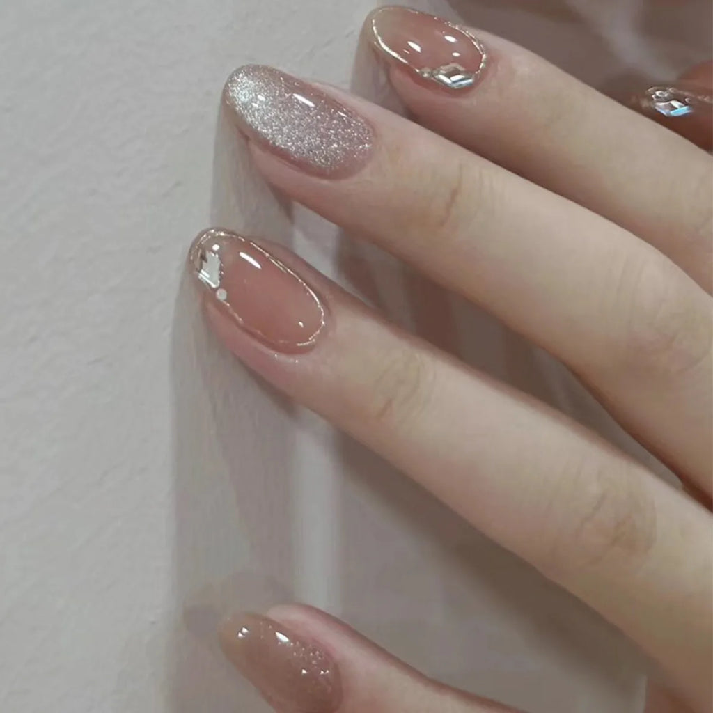 Dropshipping 24 Pcs French Style Romantic Art Acrylic Press on Nails Artificial Fingernails False Nails Dating Party GN003