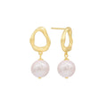 925 Silver Baroque Pearl Female Earrings with Irregular Skin Texture Geometric Design