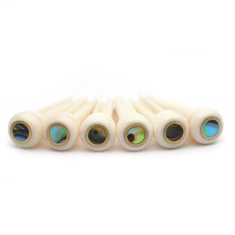 Acoustic Guitar Bridge Cattle Bone Pins with Brass Circle and 4.0mm Green Pearl Shell Dot String Nails Pin