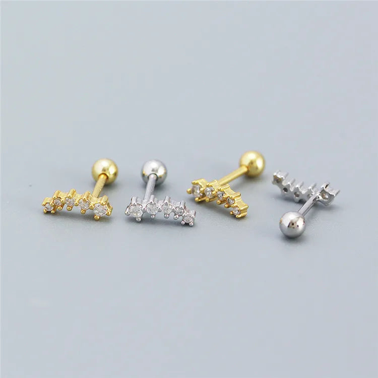 SP Korean Fine Jewelry Earrings Gold Plated 925 Sterling Silver Hypoallergenic Zircon Stud 18K Screw Back Earrings