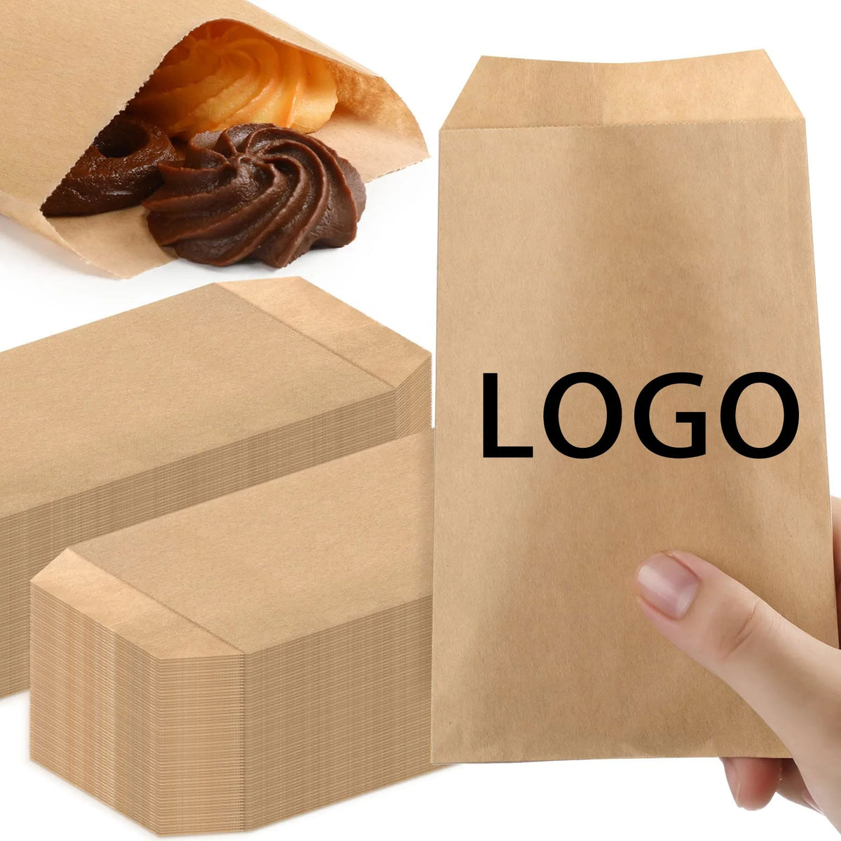 Hot Selling Healthy Safe Friendly Snack Cookie Candy Sandwich Small Baked Diy Flat Mini Treat Envelopes Delivery Paper Food Bags