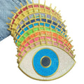 Hot Sale Large Size Iron on Heat Seal Embroidery Glitter Devil Eye Sequin Embroidered Patch Embroidery Decorations for Jean/Coat