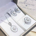 Vintage Platinum Plated Natural Seawater Shell Mother Pearl 5-6mm Freshwater Pearl Three-Piece Necklace Ring Earring Anniversary