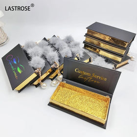 Wholesale Private Label Black Lash Box Packaging with Chain for 3D and Mink Eyelashes Print Your Logo on Mink Paper Material