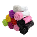 Eyebrow Pink 50 Pcs Makeup Bendable Solid Handle Extension Wand Brush Eye Spoolie Applicator Lash Disposable Eyelash Mascara