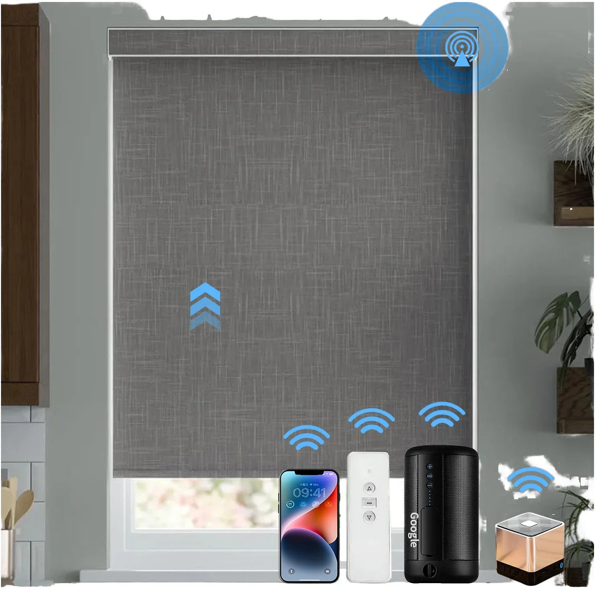 Automatic Motorized Blinds Smart Roller Blinds Roller Shades Full Blackout Blinds for Home