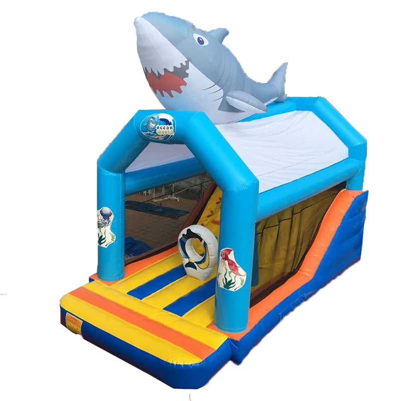 Large Outdoor Indoor Play Inflatable Shark Combo Slide Bouncer