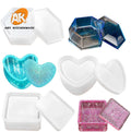 AK Heart Shape Silicone Epoxy Resin Mold for Jewelry Boxes Hexagon Storage Box Mold Square Epoxy Molds DIY Resin Craft Tools