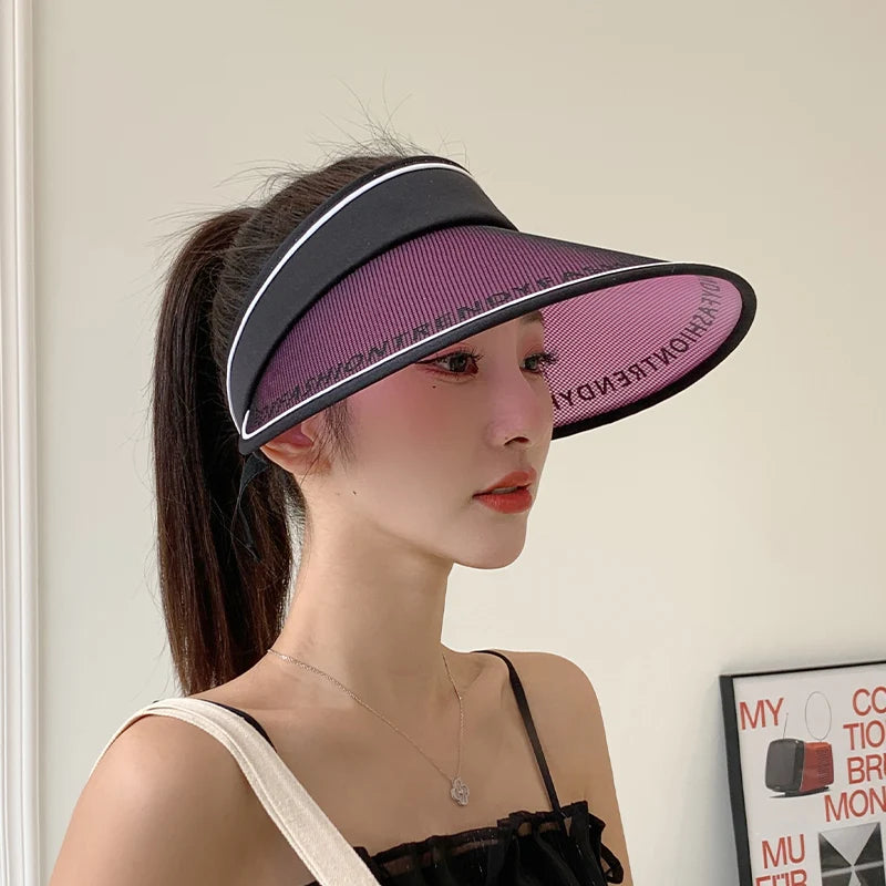 Cheap Breathable Wind Rope Adult Girls Anti UV Summer Beach Sun Visor Hat