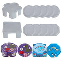 Resin Coaster Molds Silicone Kit 12PCS Resin Molds Round and Octagon Coaster Holder Molds Set