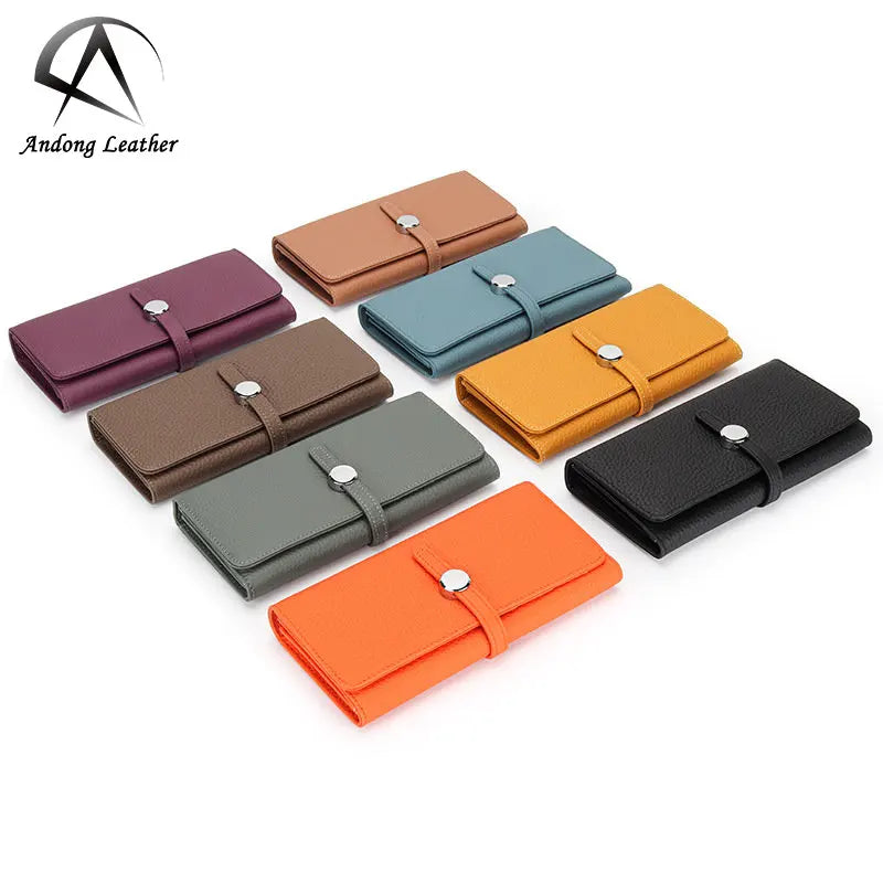 Genuine Leather Long Wallet Women Large Capacity Wallets Soft Cowhide Female Clutch Phone Bag Slim Purse Elegant Card Holder
