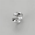 Geometric 925 Sterling Silver Abstract Art Design Edge Skirt Adjustable Ring for Women Birthday Gifts