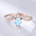 Bridal Set 2pcs Boho Vine Star Moon Pear Shaped Moonstone Engagement Ring Cluster Wedding Band Women 925 Rose Gold Rings