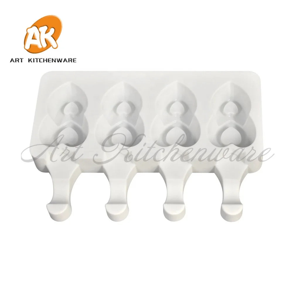 AK 4 Cavities Ice Cream Molds Pastry Baking Fondant Tools BAP Free Oval Sweet Ice Cream Moulds Cake Decorating Tools