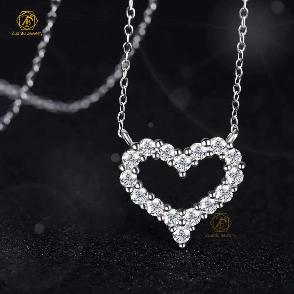 Hollow Out Heart Shape Vintage 925 Sterling Silver Rhodium Plated Jewelry Pendant Necklace for Women