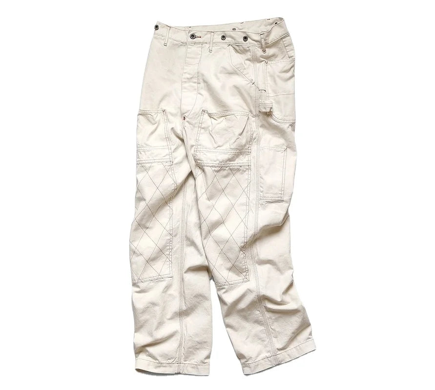 OEM Custom Design Double Knee Top Stitching Patch Oversized Canvas Pants