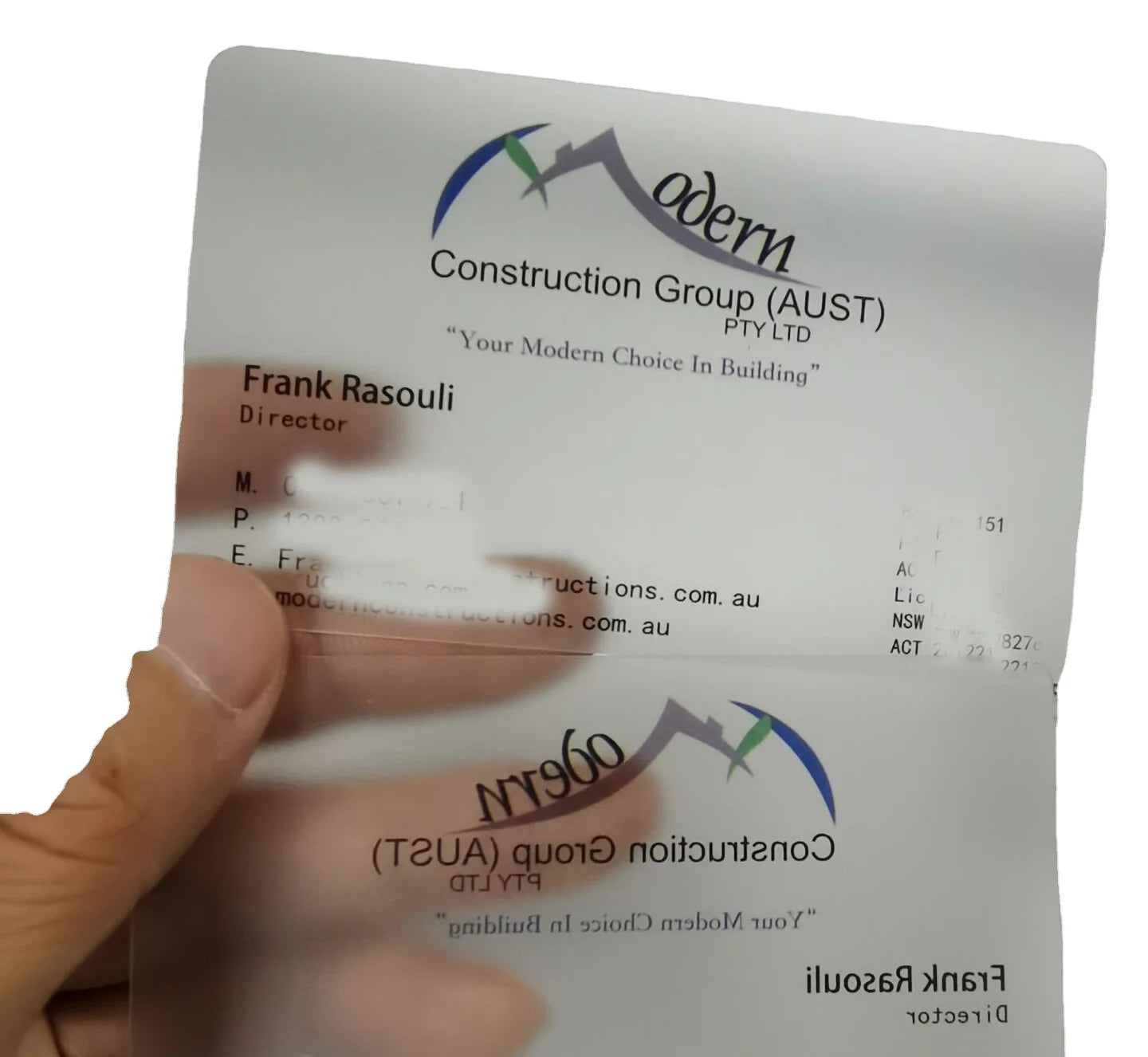 Thin Frosted Cheap clear Plastic Material Business Card Printing Factory