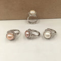 Fashion Freshwater Pearl Jewelry Flower Shape Adjustable Ring Design for Women Wholesale Accept Customer Design
