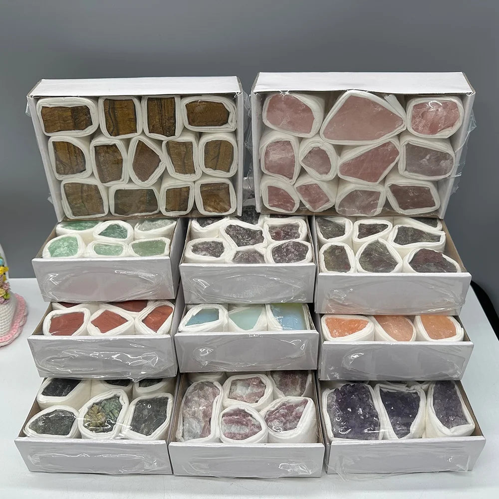 Natural Healing Raw Crystal Rough Stone Rose Quartz Amethyst Raw Gemstone Crystal Box Set MegaBDM