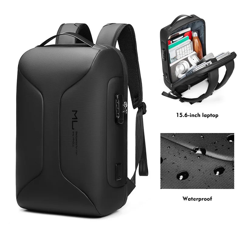 MingLu High Quality New Bag Usb Charging Anti Theft Men Waterproof Bagpack Backpack Bag Laptop Backpack for Men