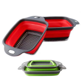 Home Kitchen Hot Sale Food Grade Foldable Square Strainer Basket for Fruit and Vegetable Sorting