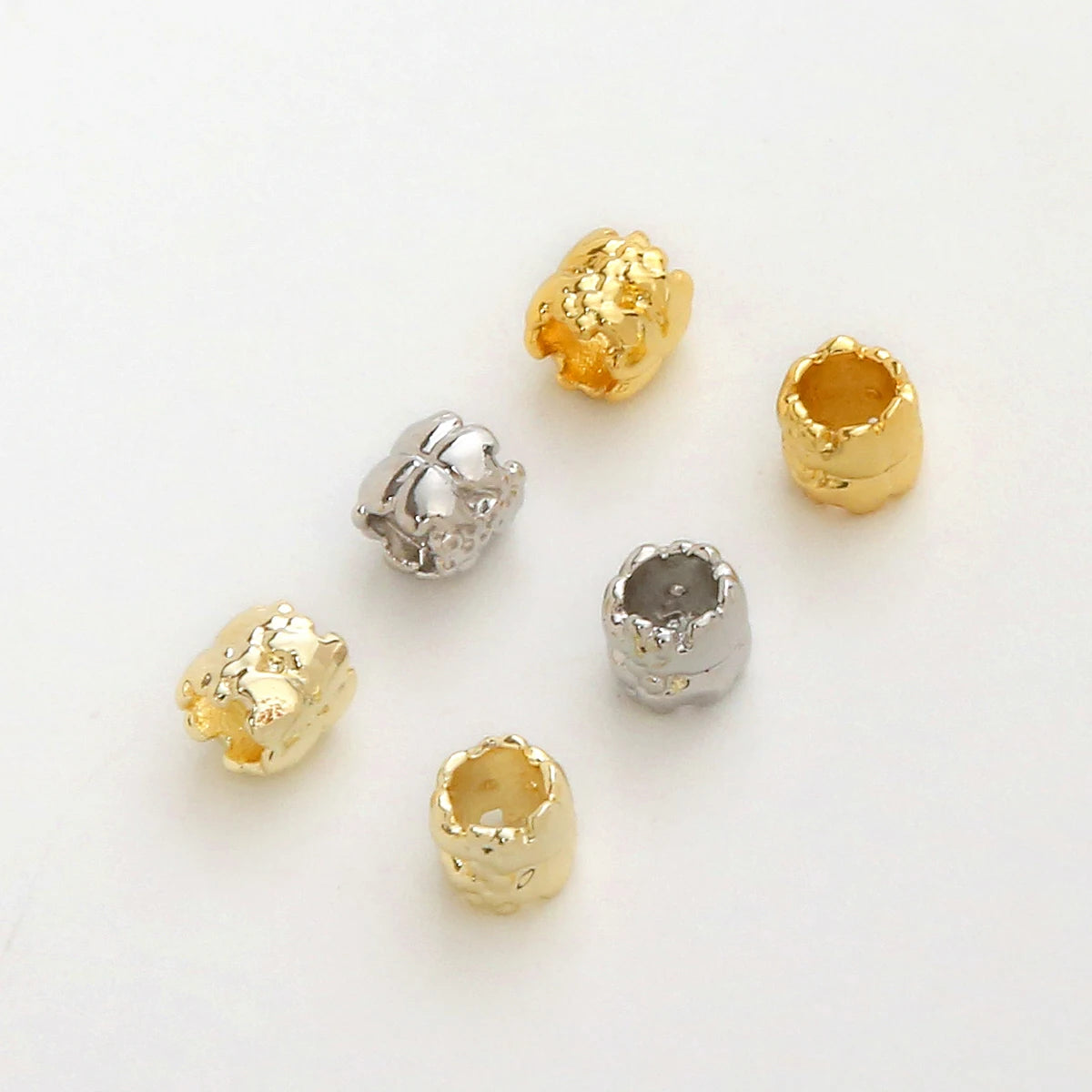 14K/18K Gold Plated Beads Four-leaf Clover Spacer Beads Prevent Allergy Wine Barrel Shape