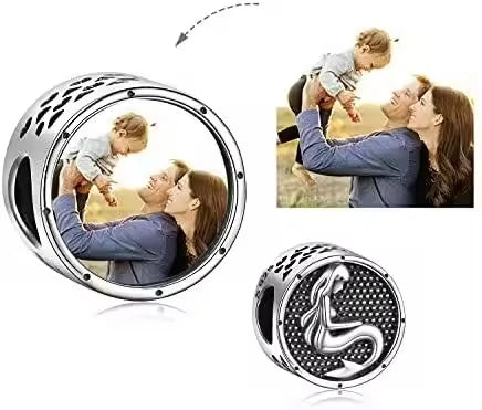 Jewelry Making DIY S925 Sterling Silver Oxidized Mermaid Custom Photo Picture Charm Beads