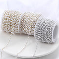 Silver and Gold Plating Bulk Wholesale Stainless Steel Imitation Pearl Necklace Chain Sold by Meter