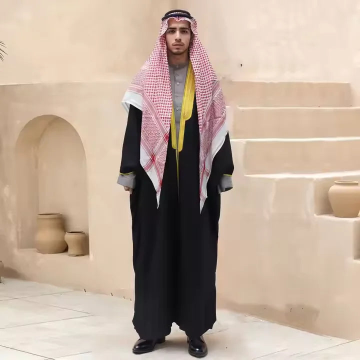 Wholesale 3 Pcs Omani Moroccan Drosh Kaftan Abaya Muslim Men Bisht Al Noorarab Turkey Clothing Thobe for Spring