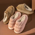 Sample Support Autumn Winter Indoor Slippers for Women Lady Soft Faux Fur Lined Shoes Breathable Warm Plush Cotton EVA Outsole