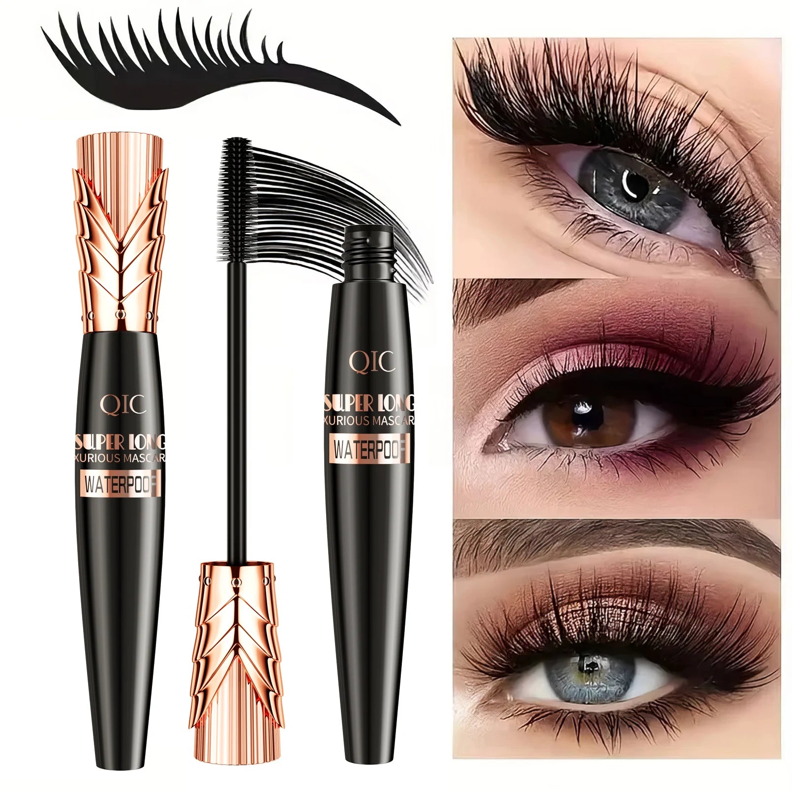 4D Natural Fiber for Mascara with Long-lasting Mineral Liquid Cream Black Eye Makeup Product Volumizing Cream