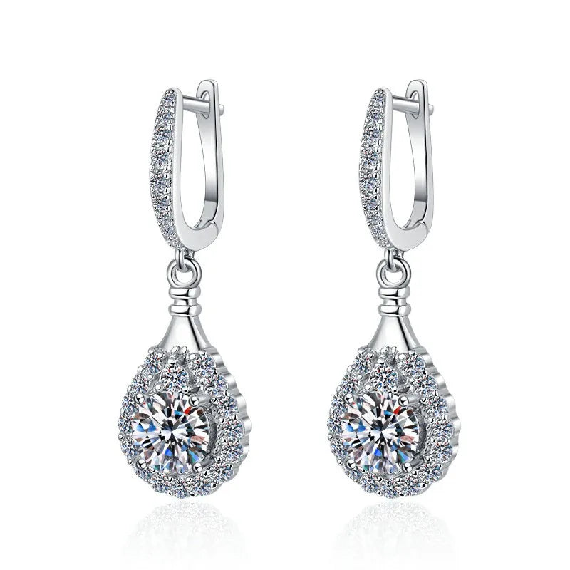 Trendy Design Oval Shape Round Brilliant Cut 0.5CT 1CT Sparkling Moissanite 925 Sterling Silver Fine Jewelry for Women