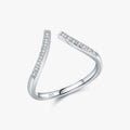 Classic Sparkling Daily Accessories Luxury Fine Jewelry 925 Sterling Silver Simple Open Size Line Finger Ring for Women