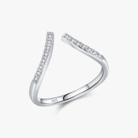 Classic Sparkling Daily Accessories Luxury Fine Jewelry 925 Sterling Silver Simple Open Size Line Finger Ring for Women