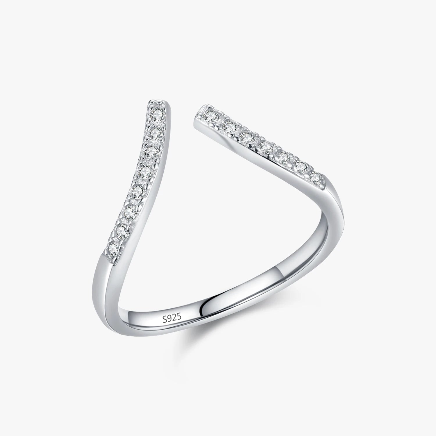 Classic Sparkling Daily Accessories Luxury Fine Jewelry 925 Sterling Silver Simple Open Size Line Finger Ring for Women