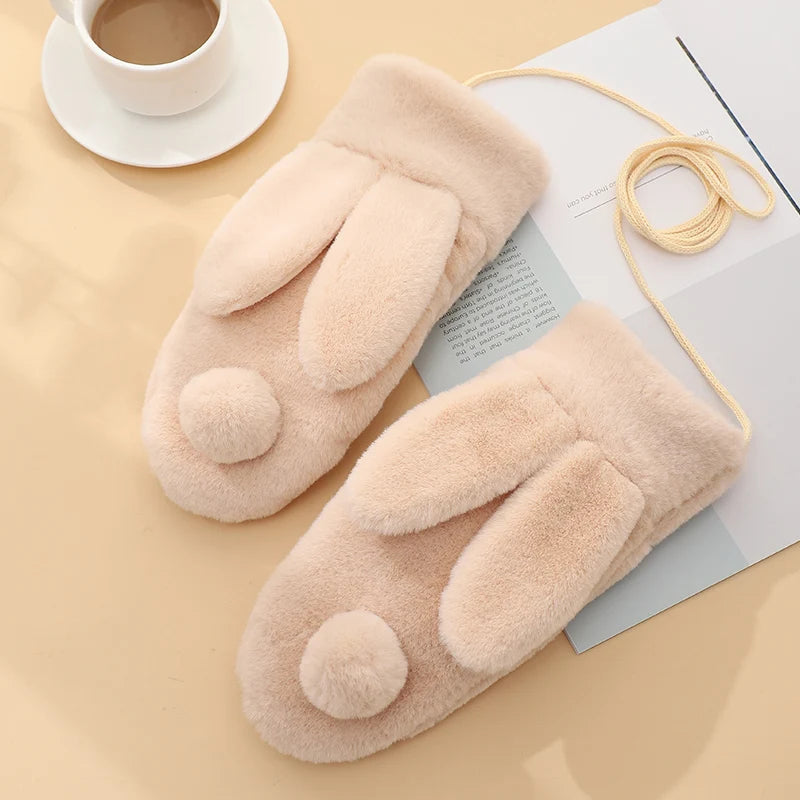 Hands Warm Comfortable Fur Gloves Soft Winter Bike Riding Outdoor Gloves