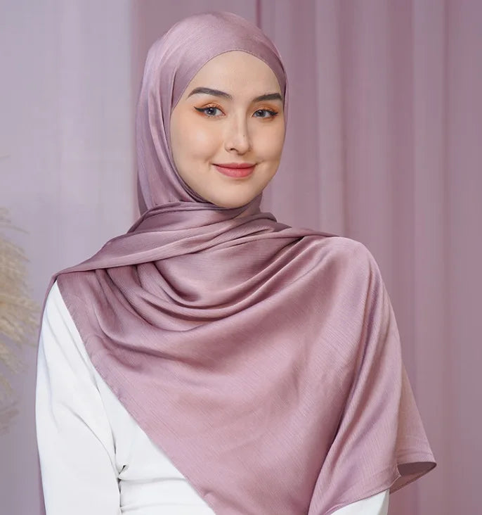 Sharut New Style Malay Indonesian Natural Wrinkled Monochrome Long Scarf Chiffon Breathable Women's Scarf Satin Crep Hijab